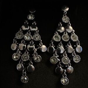 Metallic Gray Chandelier Earrings